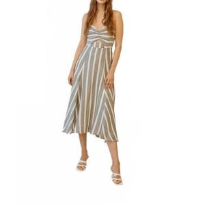 NEW GUADALUPE DESIGN filomena stripe midi dress in grey
